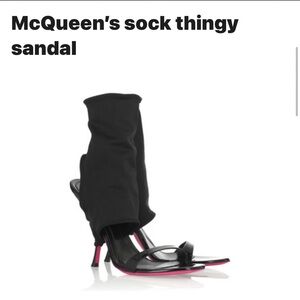 Alexander McQueen Neon Pink/Black Woman’s Leather Slide Sandals